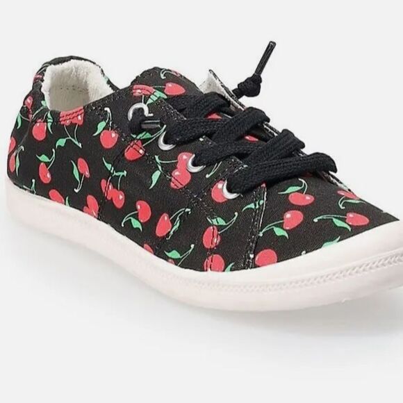 SO size 7.5 slip on cherry sneakers black - Picture 1 of 3